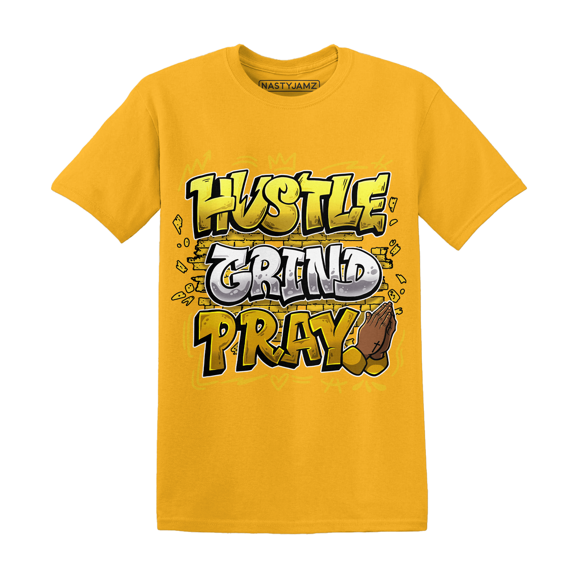 Yellow Ochre 6s T Shirt Match Hustle Grind Pray - NastyJamz