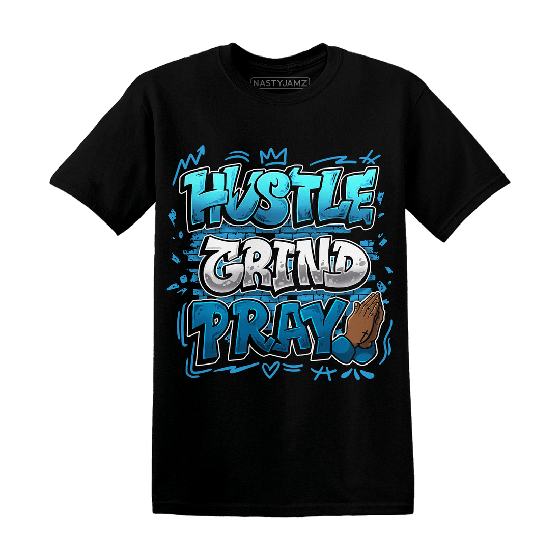 Powder Blue 9s T Shirt Match Hustle Grind Pray - NastyJamz