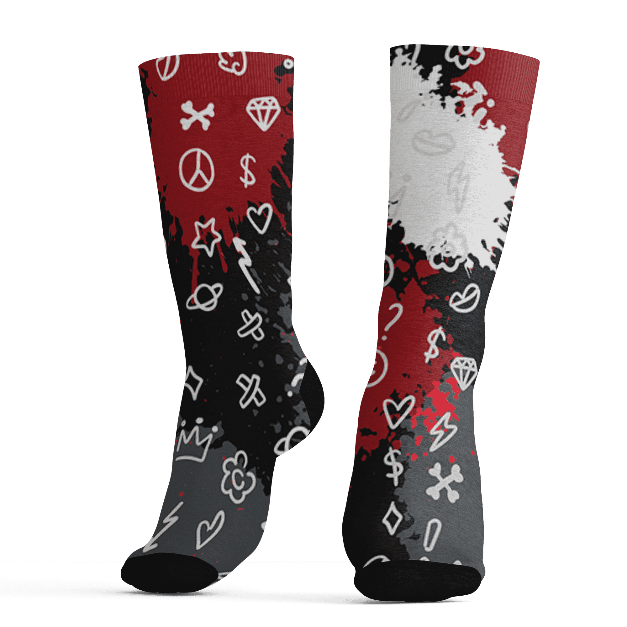 Retro Red Taxi 12s Socks Match Hustle Grind Pray 3D All-Over Print - NastyJamz
