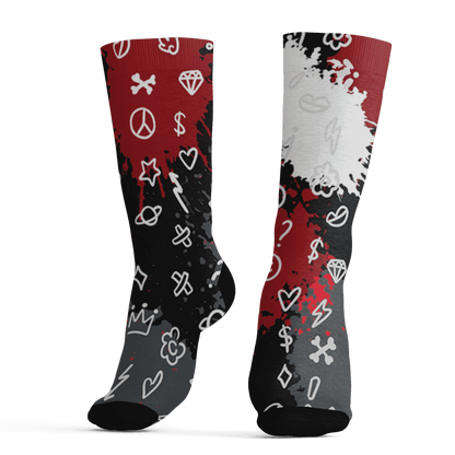 Retro Red Taxi 12s Socks Match Hustle Grind Pray 3D All-Over Print - NastyJamz