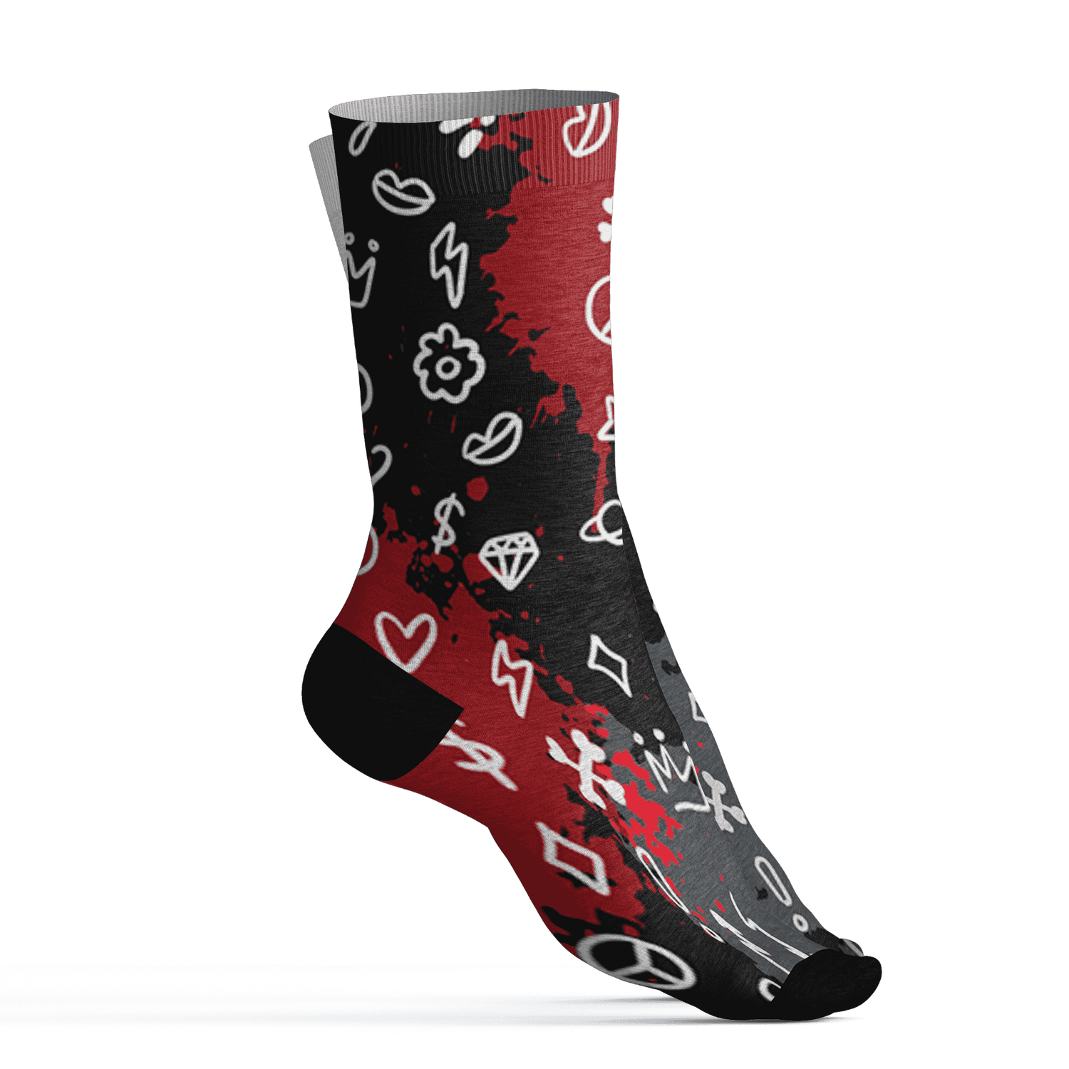 Retro Red Taxi 12s Socks Match Hustle Grind Pray 3D All-Over Print - NastyJamz