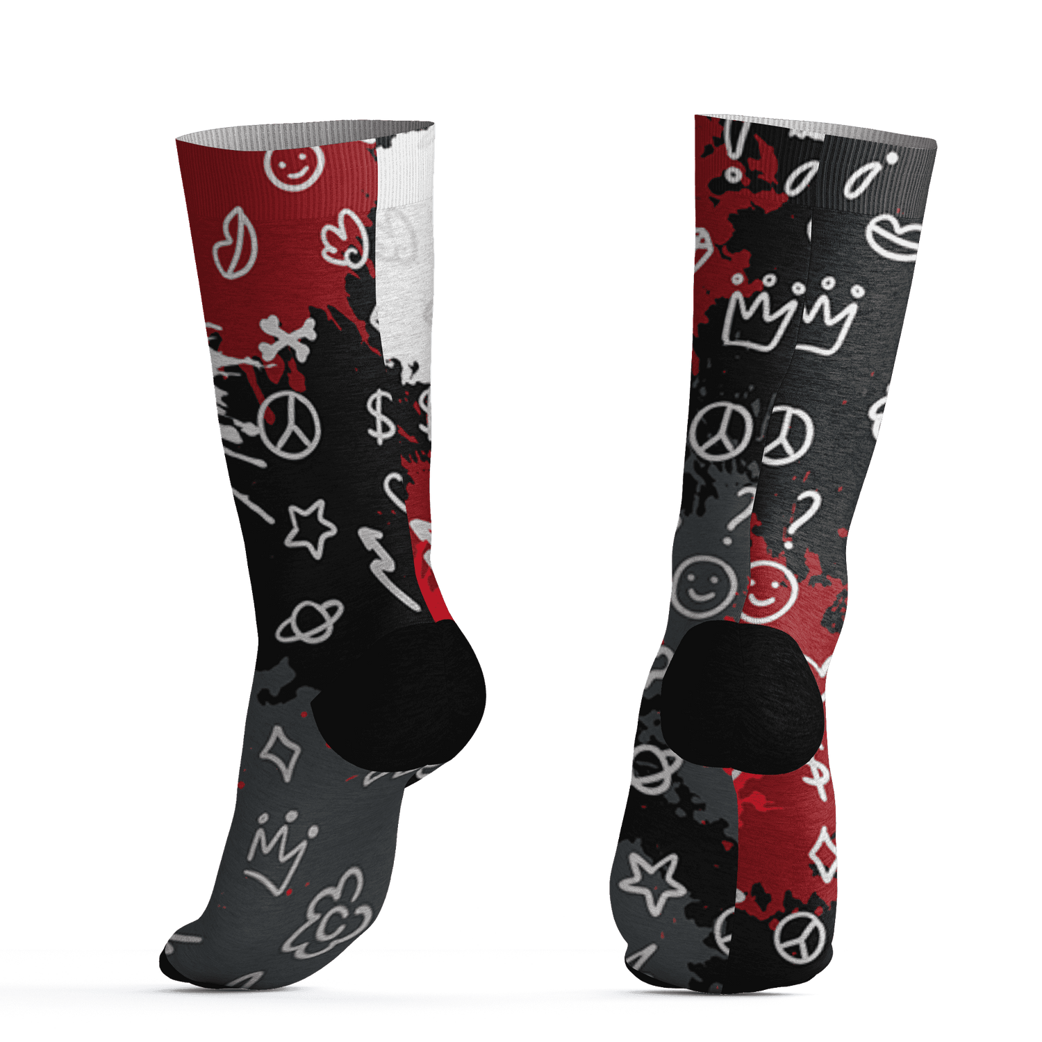 Retro Red Taxi 12s Socks Match Hustle Grind Pray 3D All-Over Print - NastyJamz