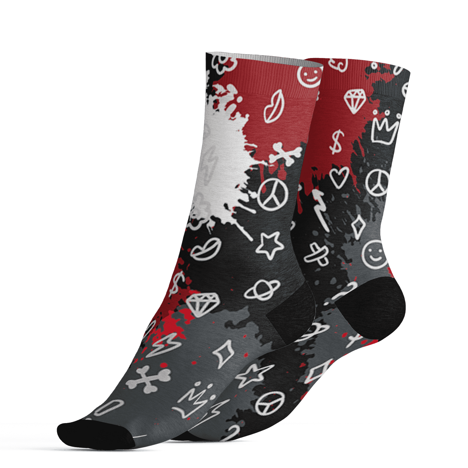 Retro Red Taxi 12s Socks Match Hustle Grind Pray 3D All-Over Print - NastyJamz