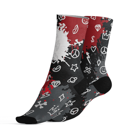 Retro Red Taxi 12s Socks Match Hustle Grind Pray 3D All-Over Print - NastyJamz