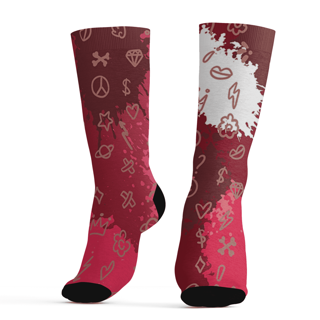 High 85 Metallic Burgundy 1s Socks Match Hustle Grind Pray 3D All-Over Print - NastyJamz