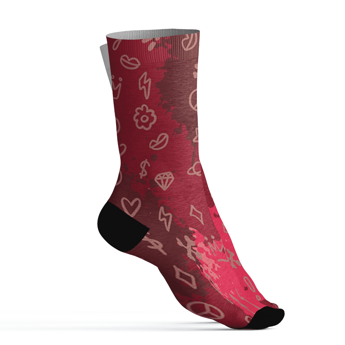 High 85 Metallic Burgundy 1s Socks Match Hustle Grind Pray 3D All-Over Print - NastyJamz