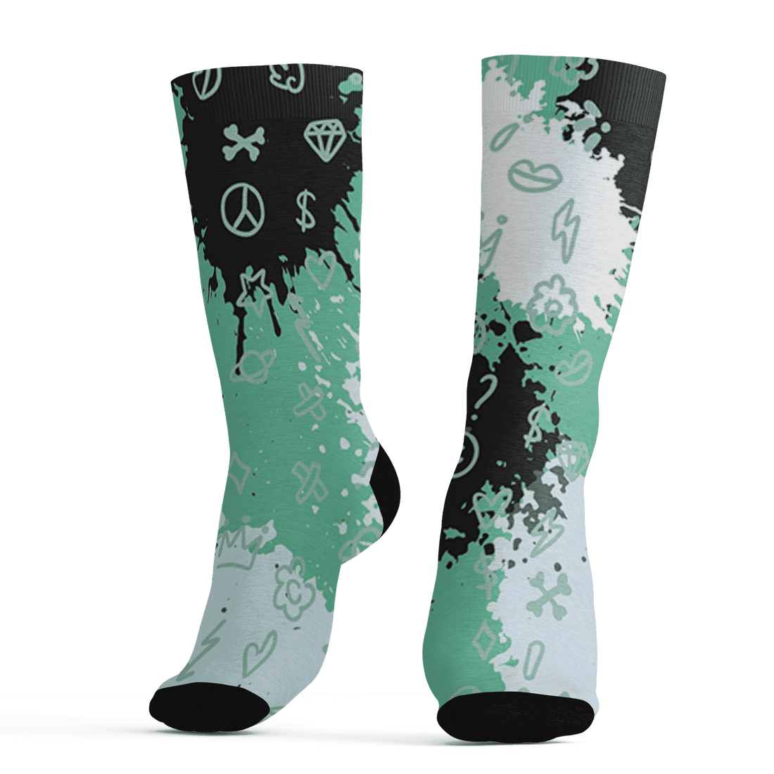 High OG Green Glow 1s Socks Match Hustle Grind Pray 3D All-Over Print - NastyJamz