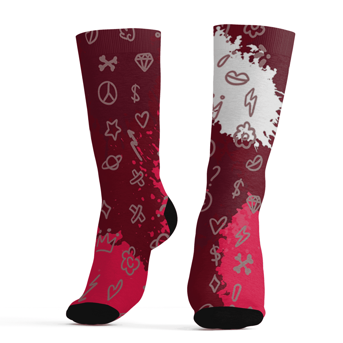 High White Team Red 1s Socks Match Hustle Grind Pray 3D All-Over Print - NastyJamz