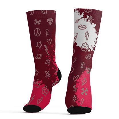 High White Team Red 1s Socks Match Hustle Grind Pray 3D All-Over Print - NastyJamz