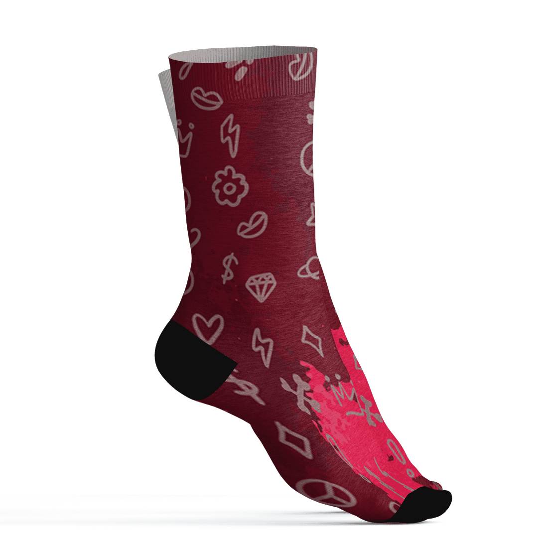 High White Team Red 1s Socks Match Hustle Grind Pray 3D All-Over Print - NastyJamz