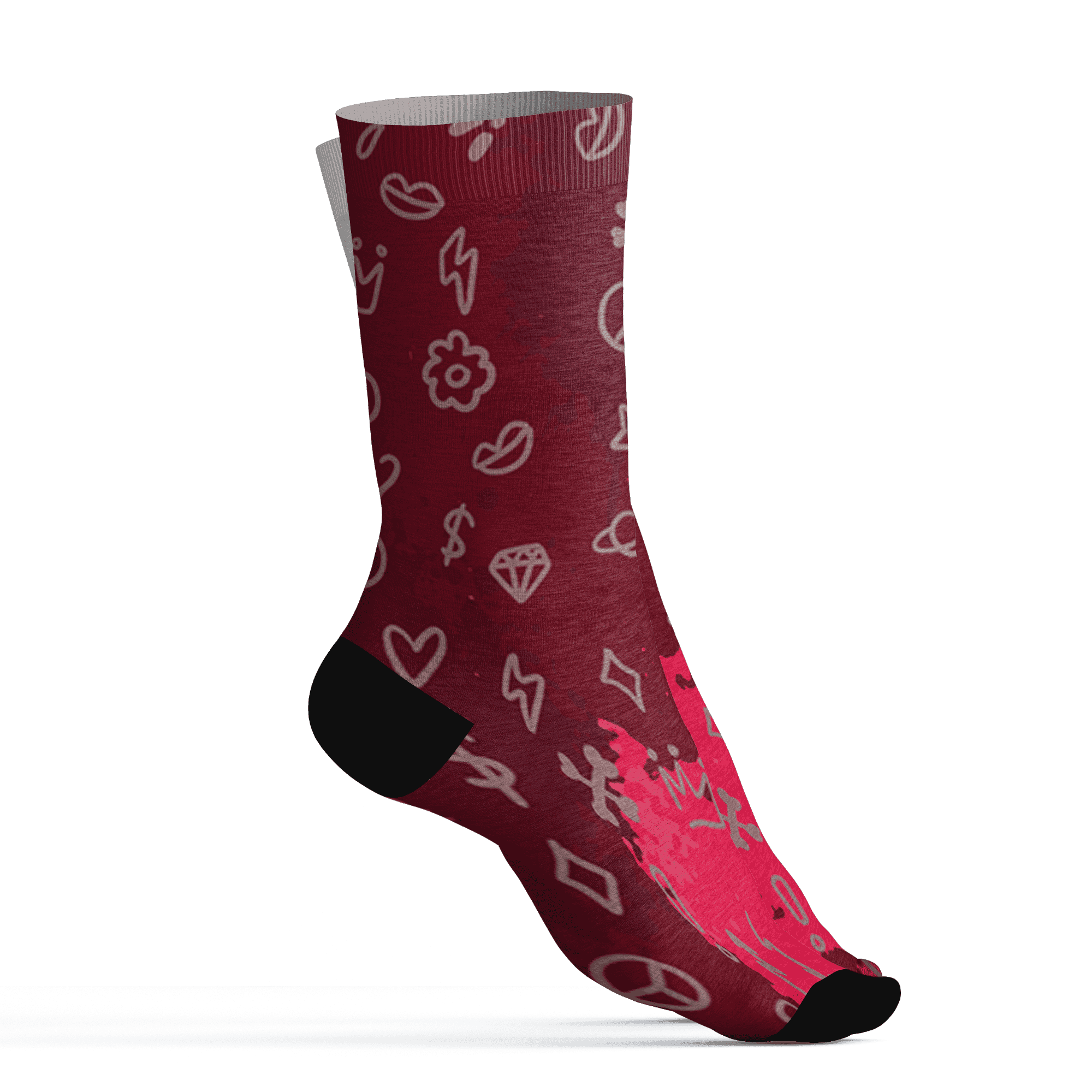 High White Team Red 1s Socks Match Hustle Grind Pray 3D All-Over Print - NastyJamz