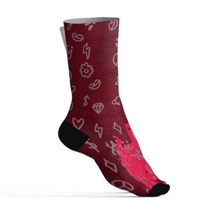 High White Team Red 1s Socks Match Hustle Grind Pray 3D All-Over Print - NastyJamz