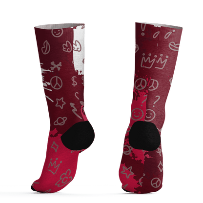 High White Team Red 1s Socks Match Hustle Grind Pray 3D All-Over Print - NastyJamz