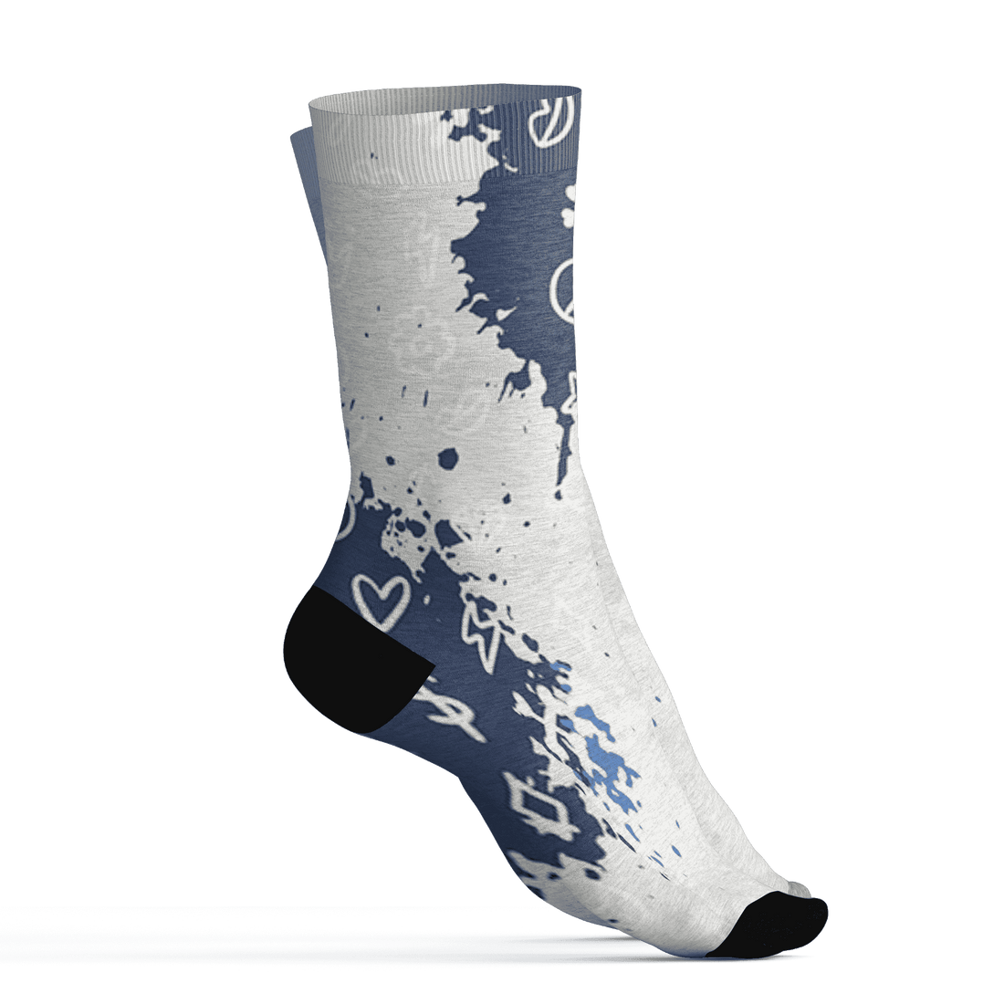 Mid Diffused Blue Grey 1s Socks Match Hustle Grind Pray 3D All-Over Print - NastyJamz