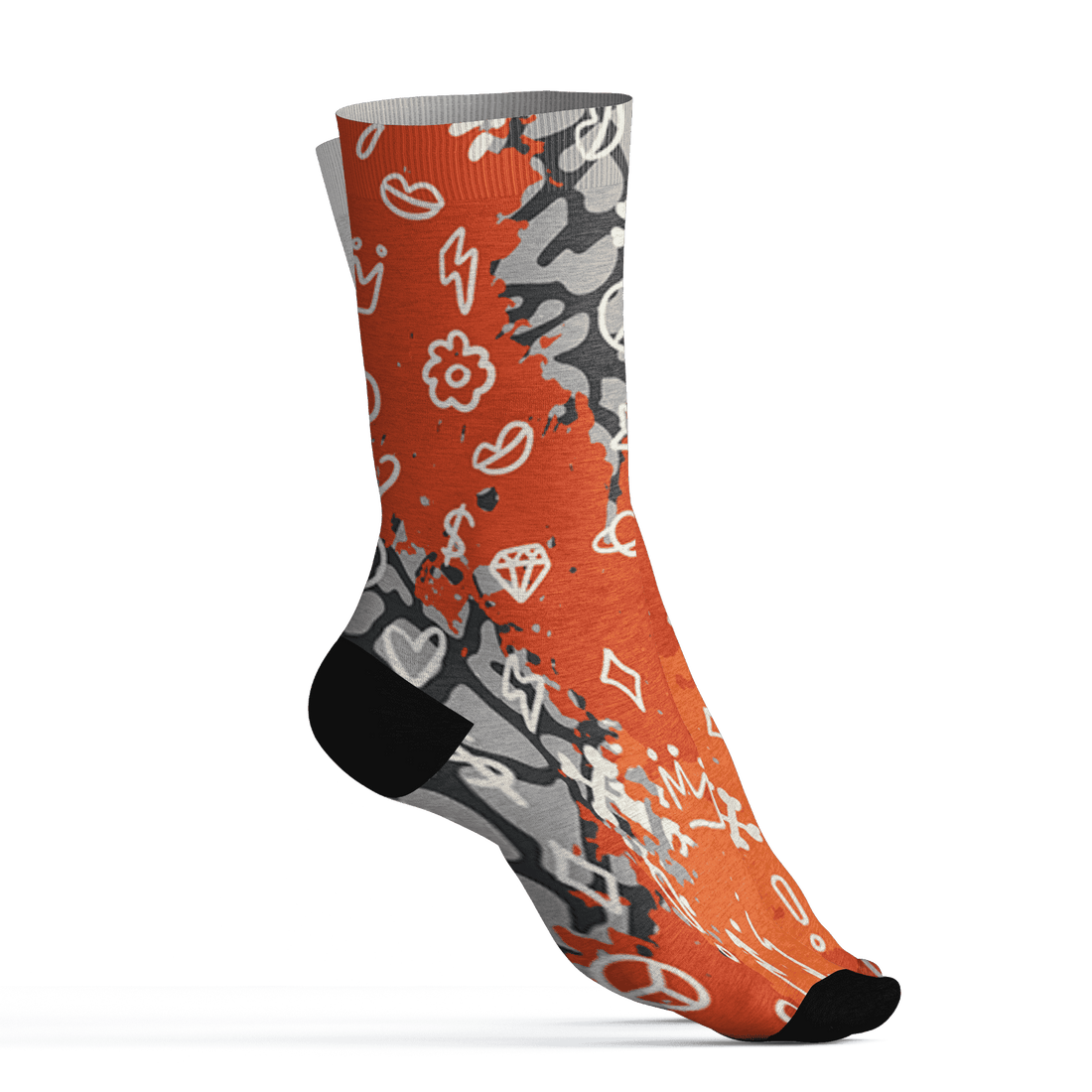 Georgia Peach 3s Socks Match Hustle Grind Pray 3D All-Over Print - NastyJamz