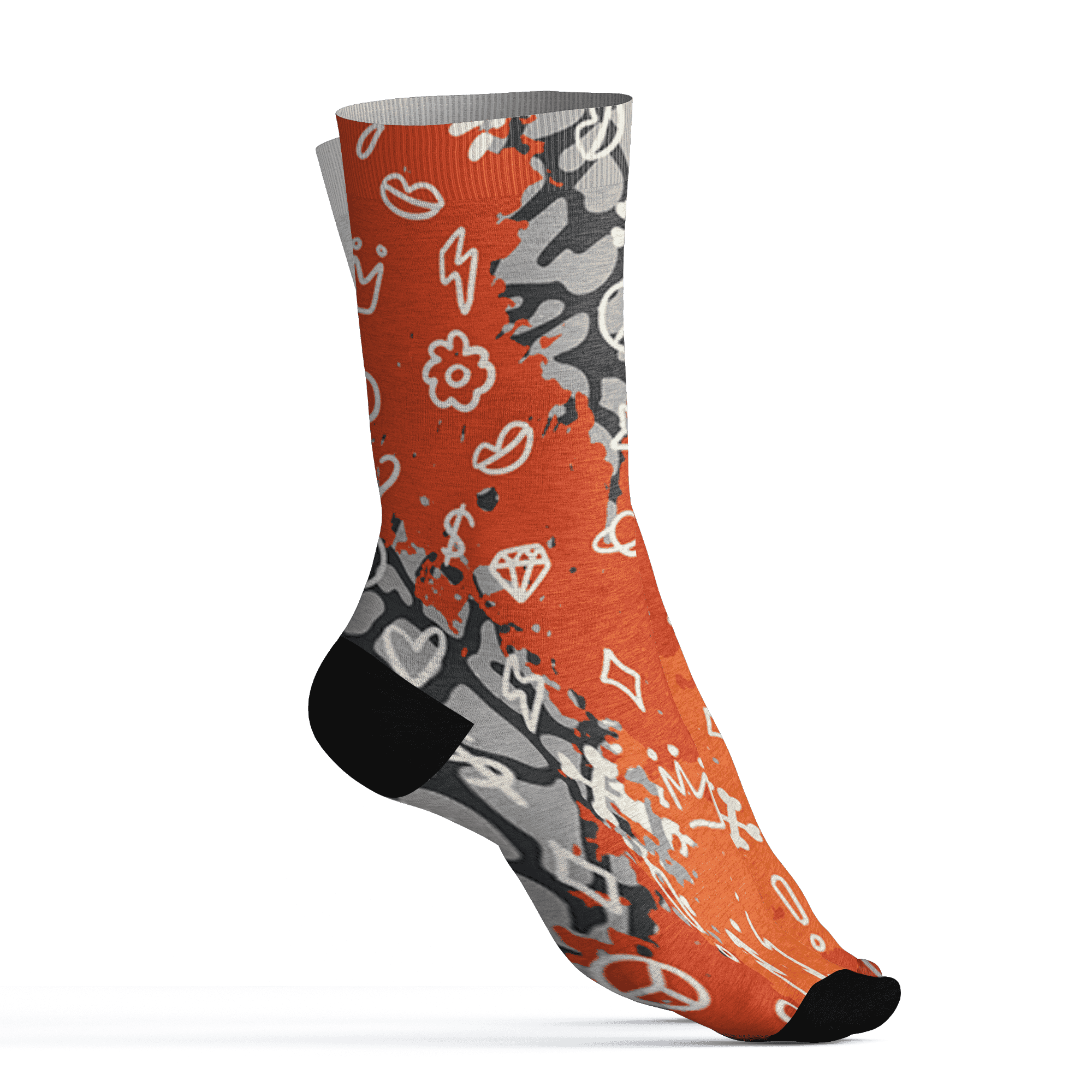 Georgia Peach 3s Socks Match Hustle Grind Pray 3D All-Over Print - NastyJamz