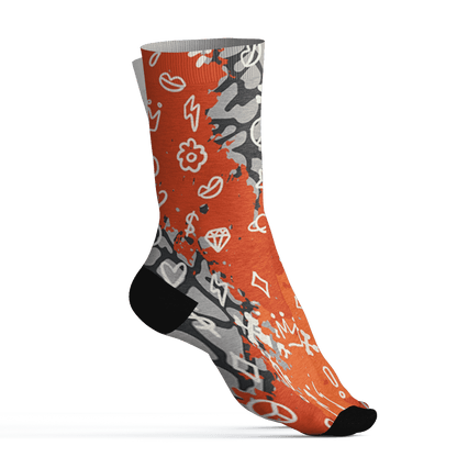 Georgia Peach 3s Socks Match Hustle Grind Pray 3D All-Over Print - NastyJamz