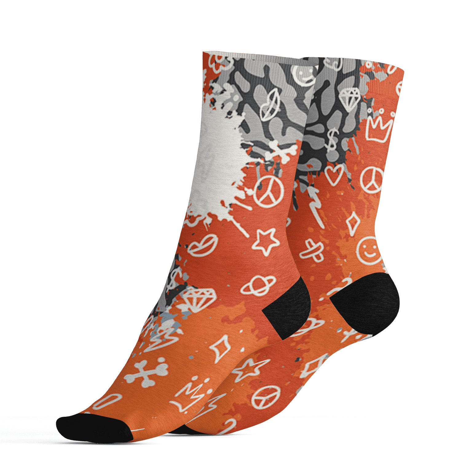 Georgia Peach 3s Socks Match Hustle Grind Pray 3D All-Over Print - NastyJamz