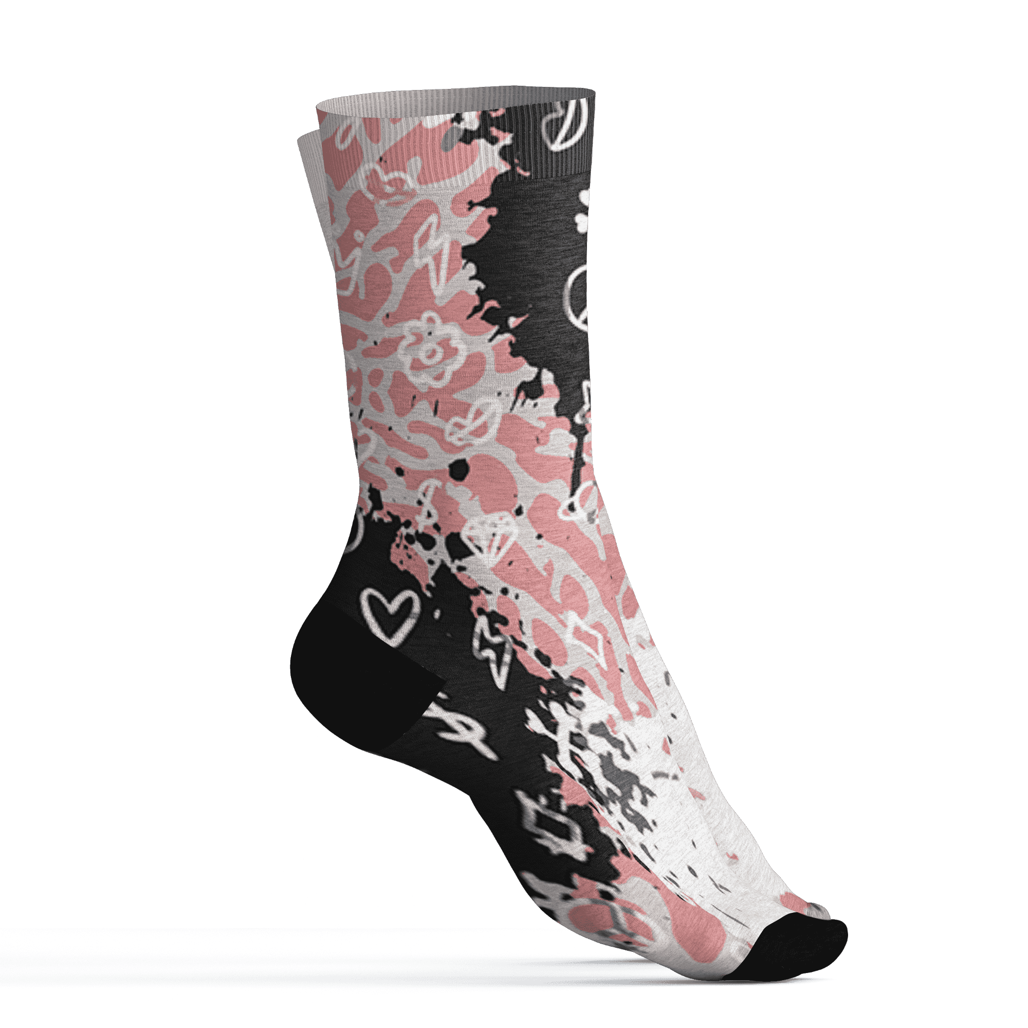 Red Stardust 3s Socks Match Hustle Grind Pray 3D All-Over Print - NastyJamz