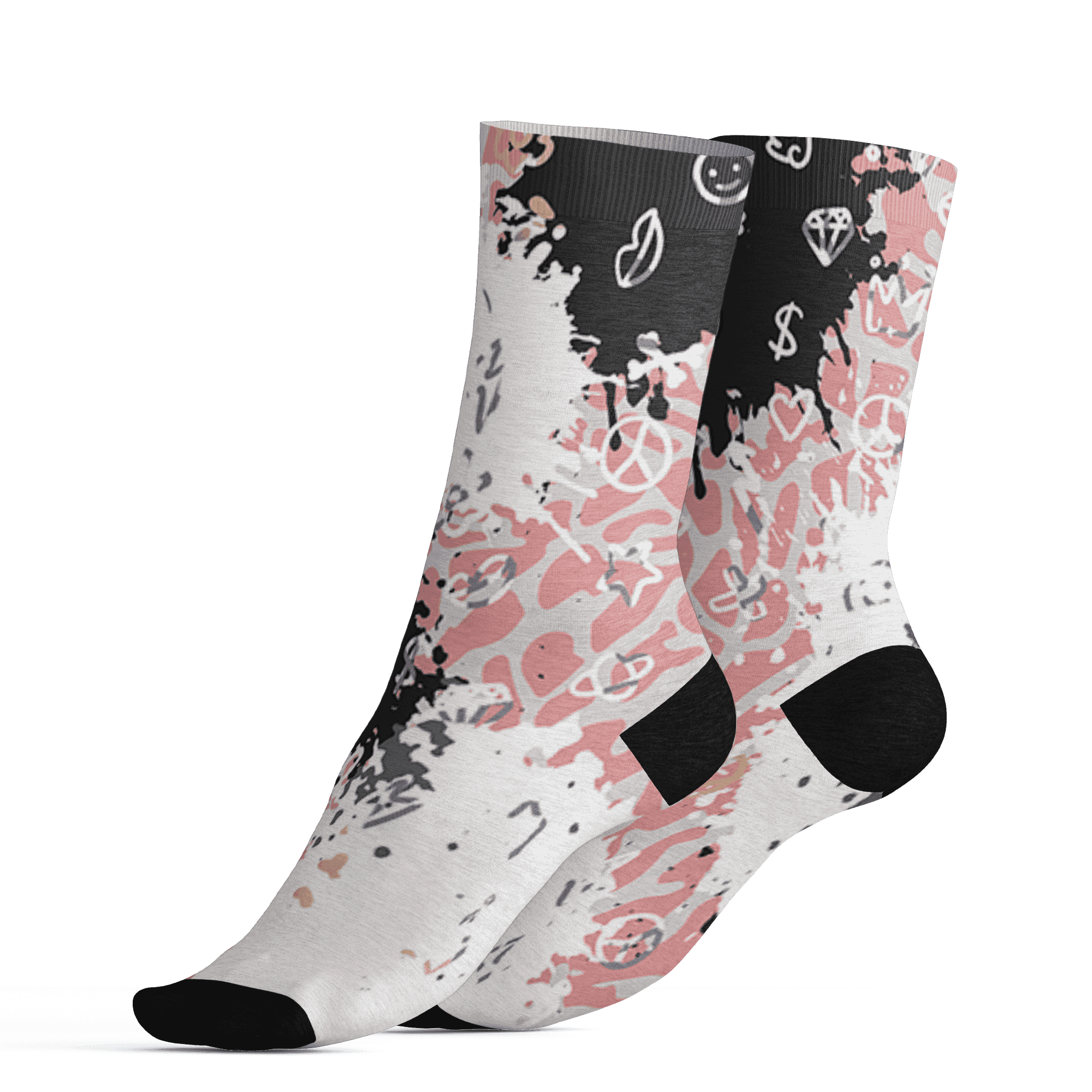 Red Stardust 3s Socks Match Hustle Grind Pray 3D All-Over Print - NastyJamz