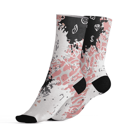 Red Stardust 3s Socks Match Hustle Grind Pray 3D All-Over Print - NastyJamz