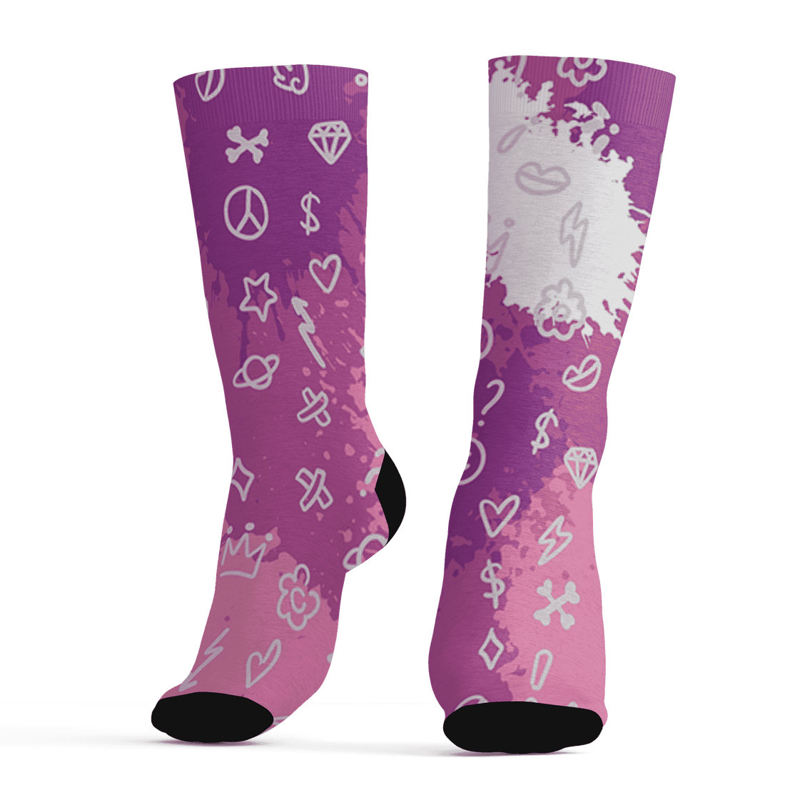 GS Hyper Violet 4s Socks Match Hustle Grind Pray 3D All-Over Print - NastyJamz