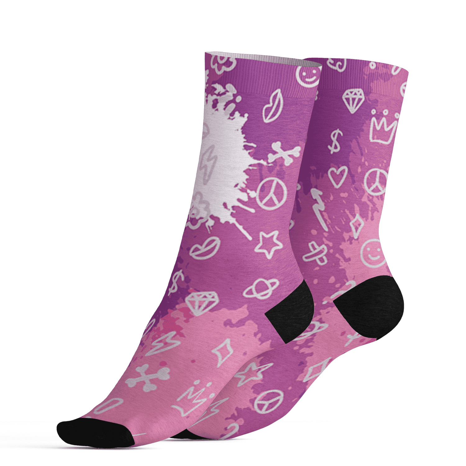 GS Hyper Violet 4s Socks Match Hustle Grind Pray 3D All-Over Print - NastyJamz