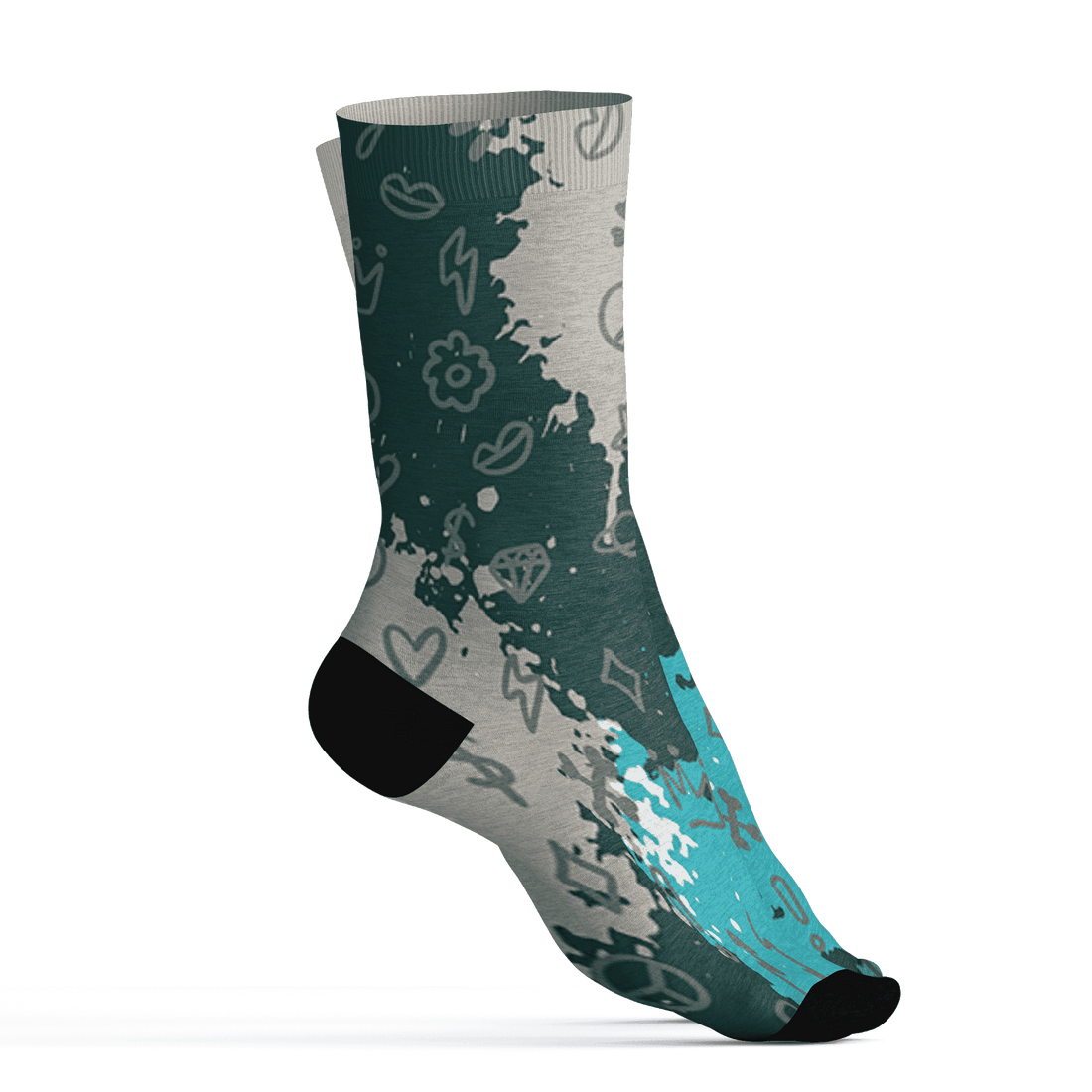 Oxidized Green 4s Socks Match Hustle Grind Pray 3D All-Over Print - NastyJamz
