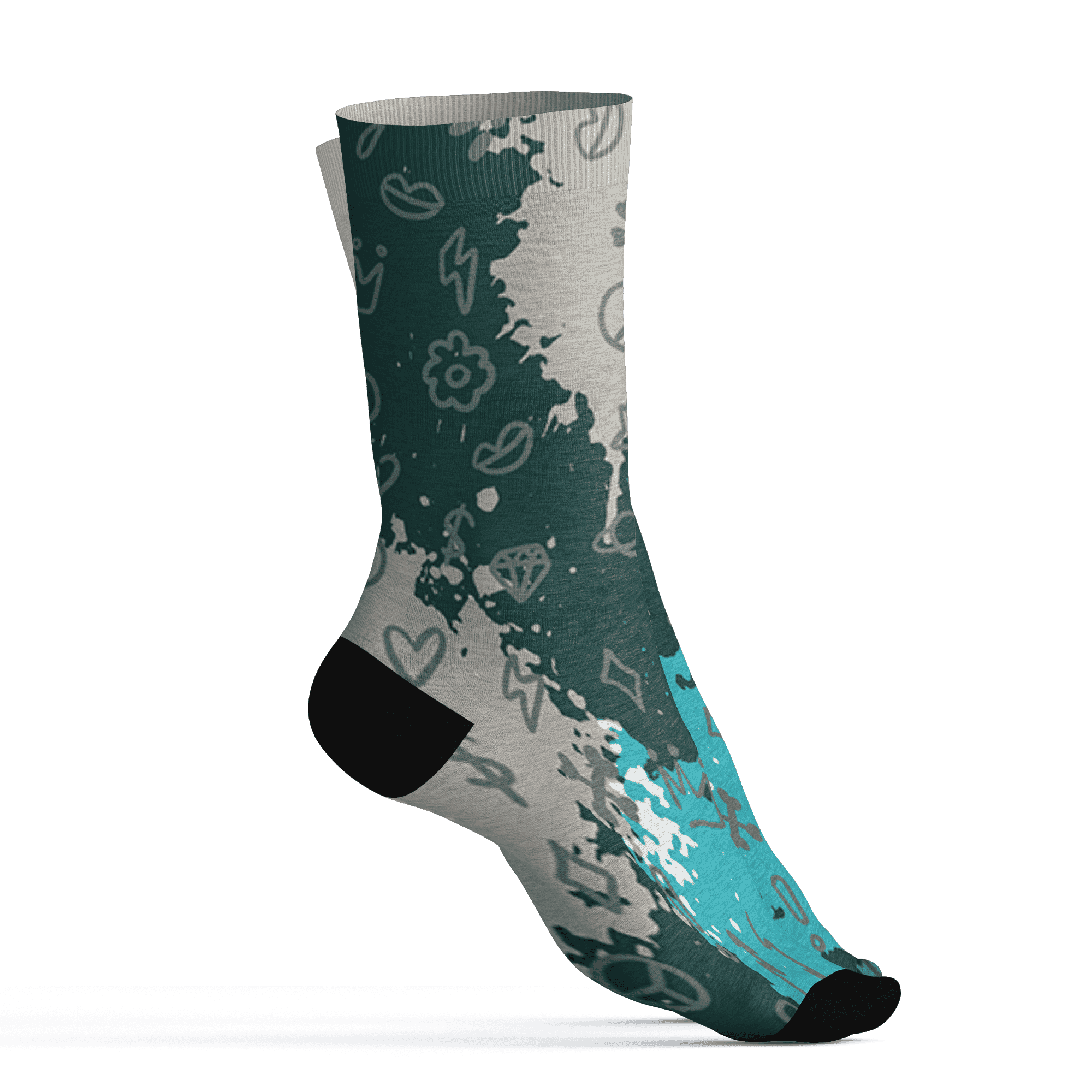 Oxidized Green 4s Socks Match Hustle Grind Pray 3D All-Over Print - NastyJamz