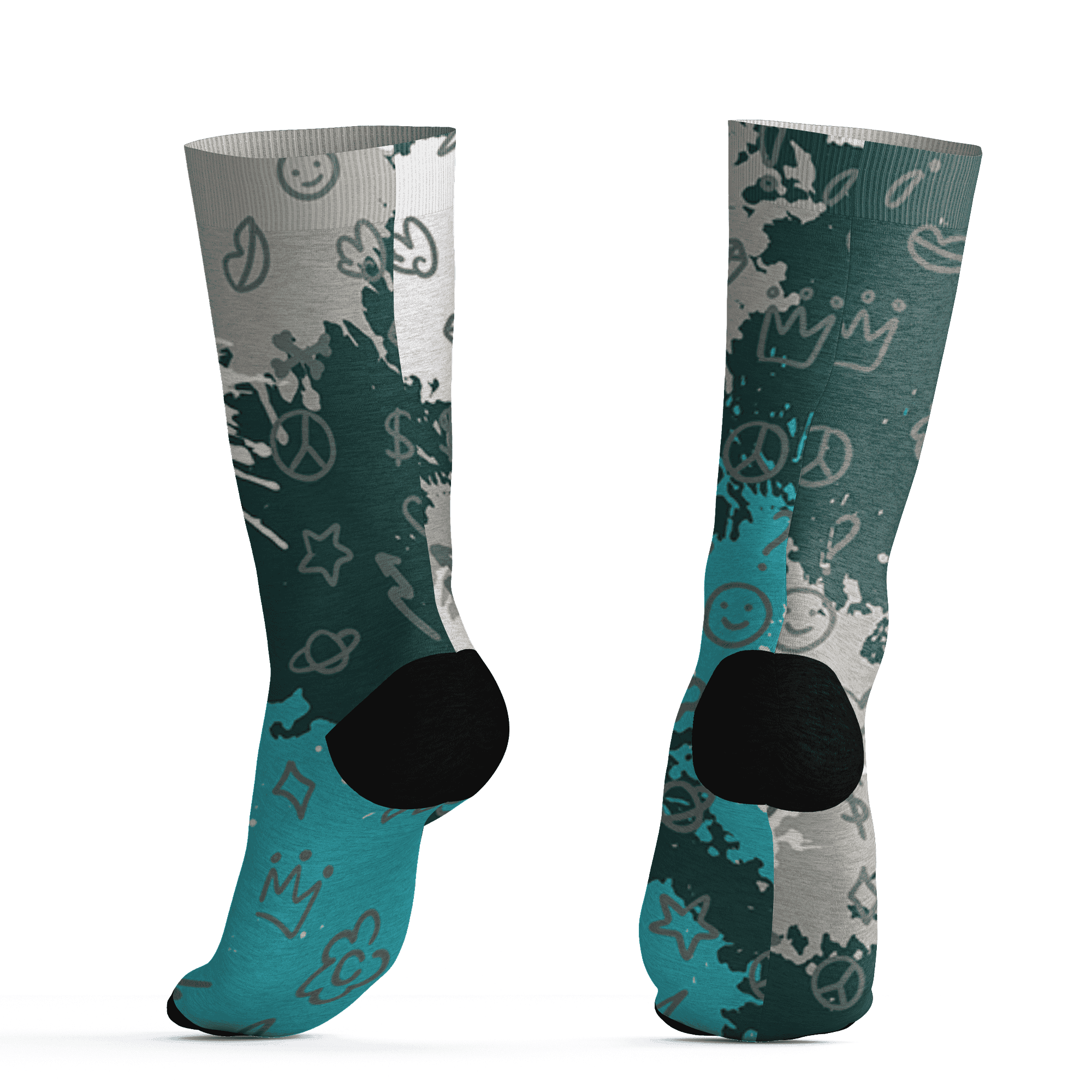 Oxidized Green 4s Socks Match Hustle Grind Pray 3D All-Over Print - NastyJamz