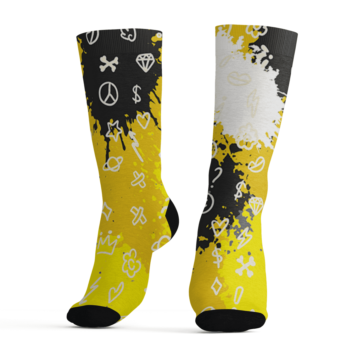 Vivid Sulfur 4s Socks Match Hustle Grind Pray 3D All-Over Print - NastyJamz