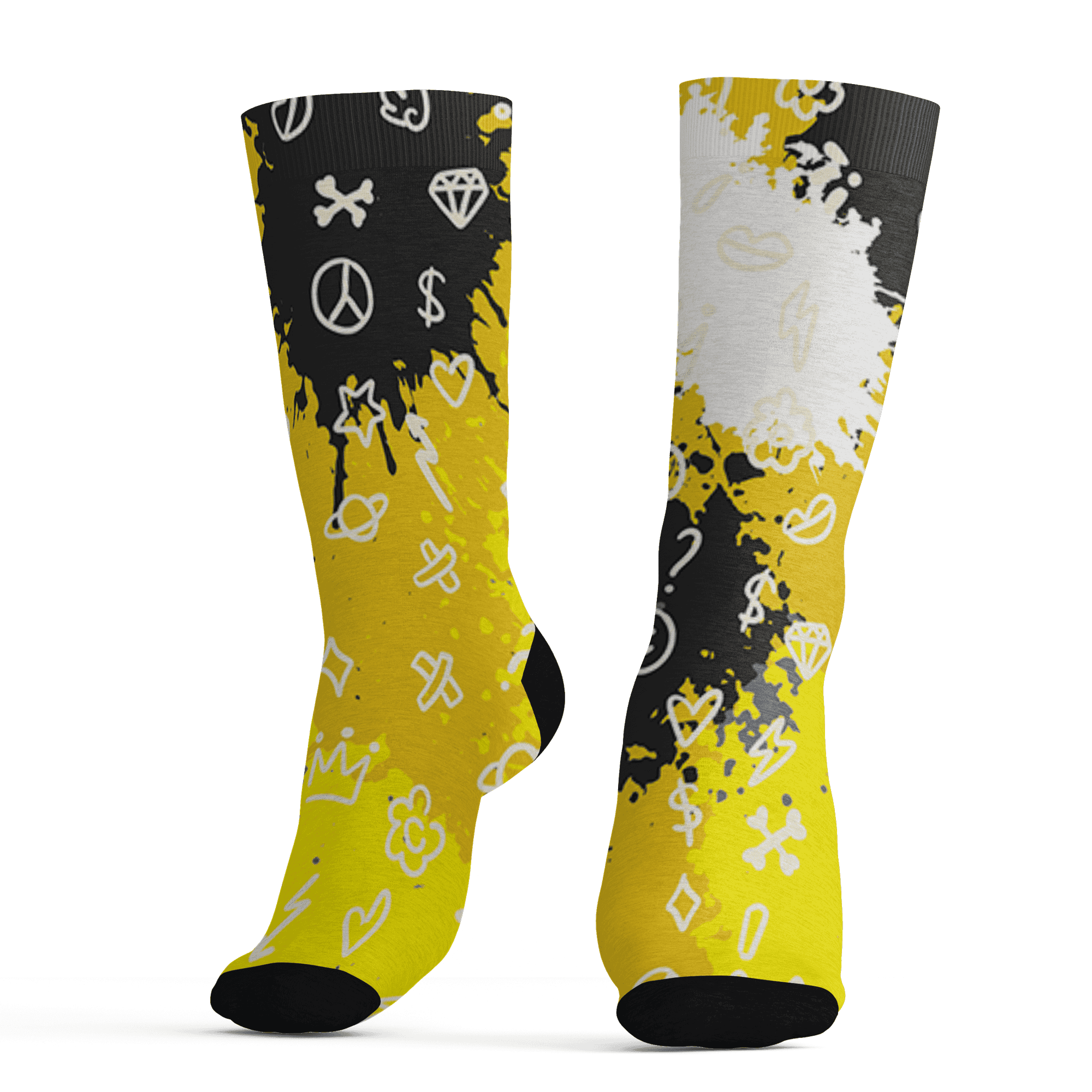 Vivid Sulfur 4s Socks Match Hustle Grind Pray 3D All-Over Print - NastyJamz