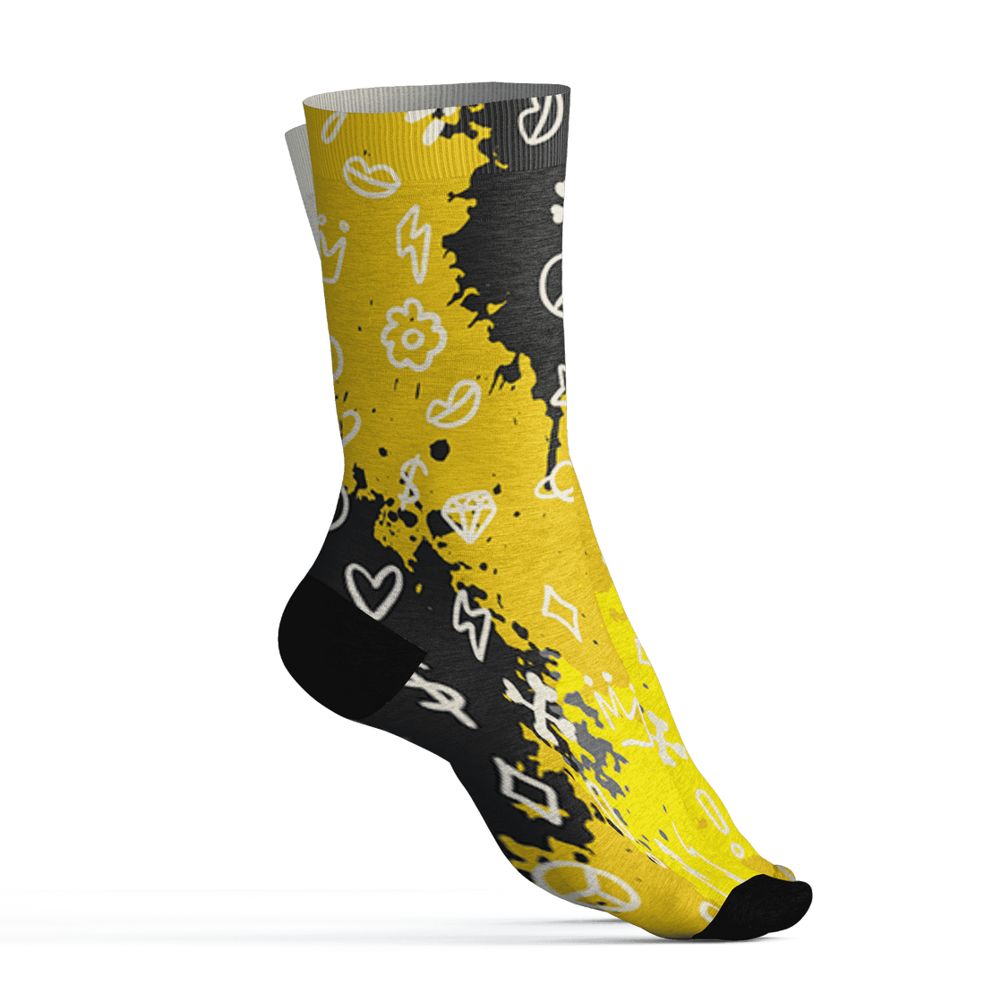 Vivid Sulfur 4s Socks Match Hustle Grind Pray 3D All-Over Print - NastyJamz