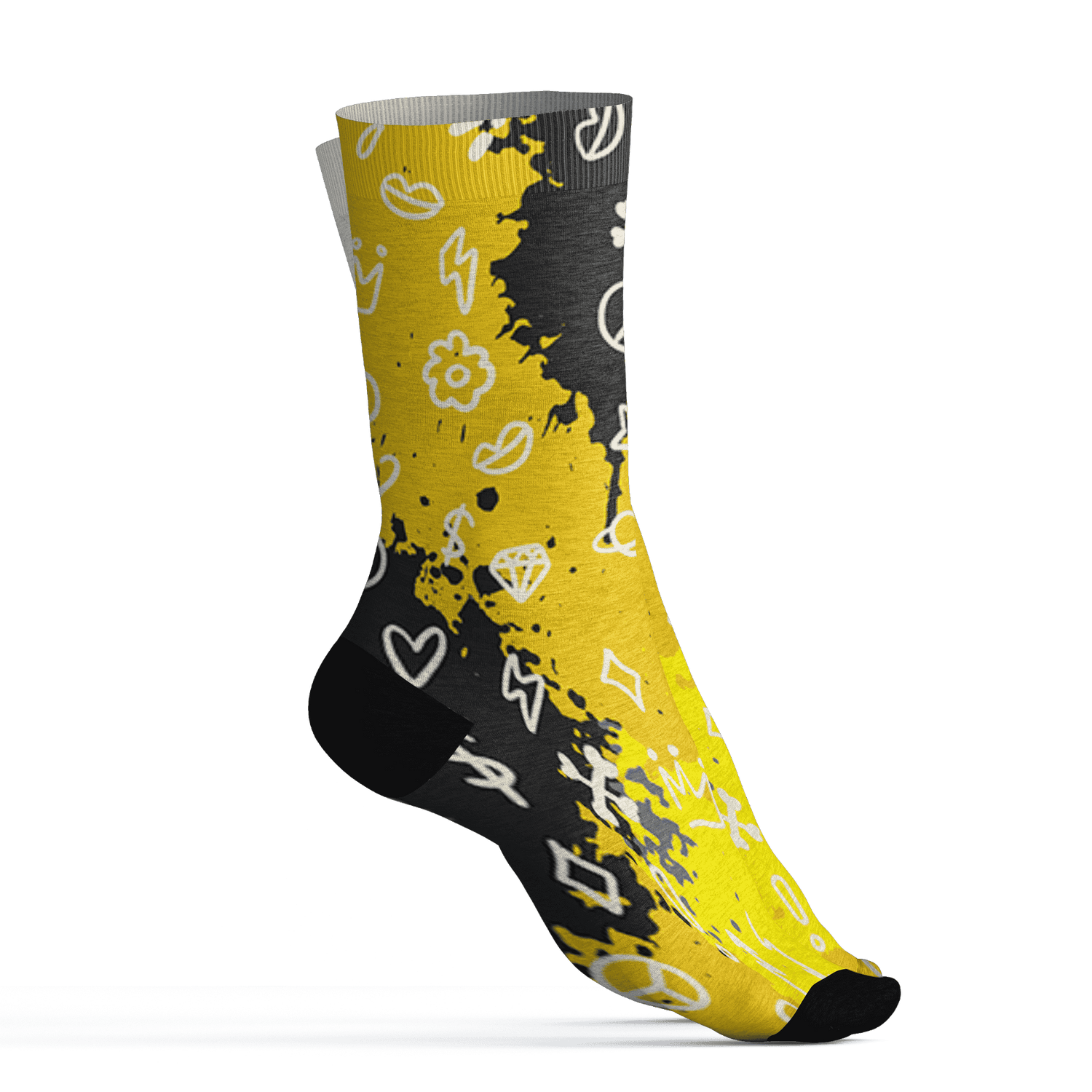 Vivid Sulfur 4s Socks Match Hustle Grind Pray 3D All-Over Print - NastyJamz