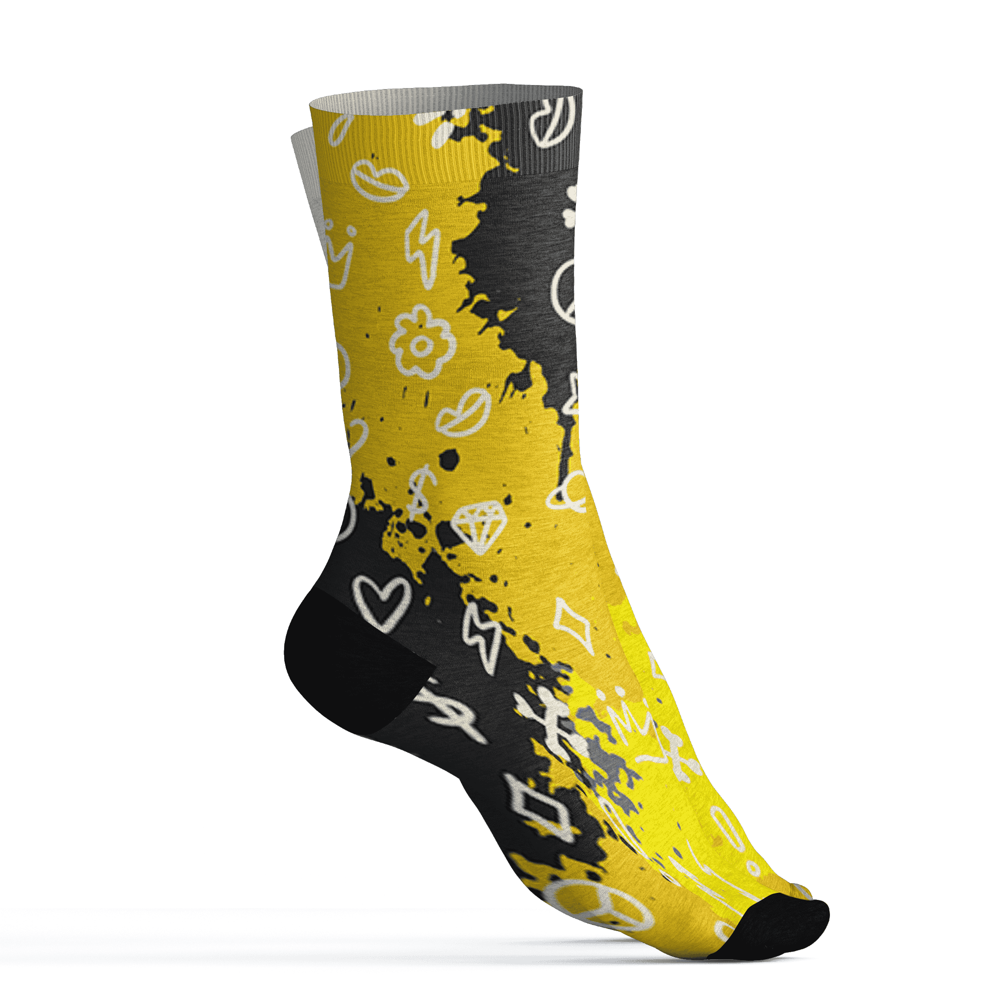 Vivid Sulfur 4s Socks Match Hustle Grind Pray 3D All-Over Print - NastyJamz