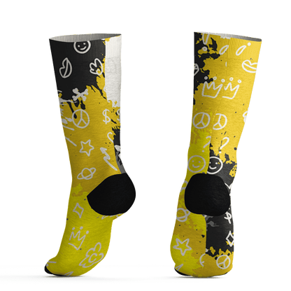 Vivid Sulfur 4s Socks Match Hustle Grind Pray 3D All-Over Print - NastyJamz