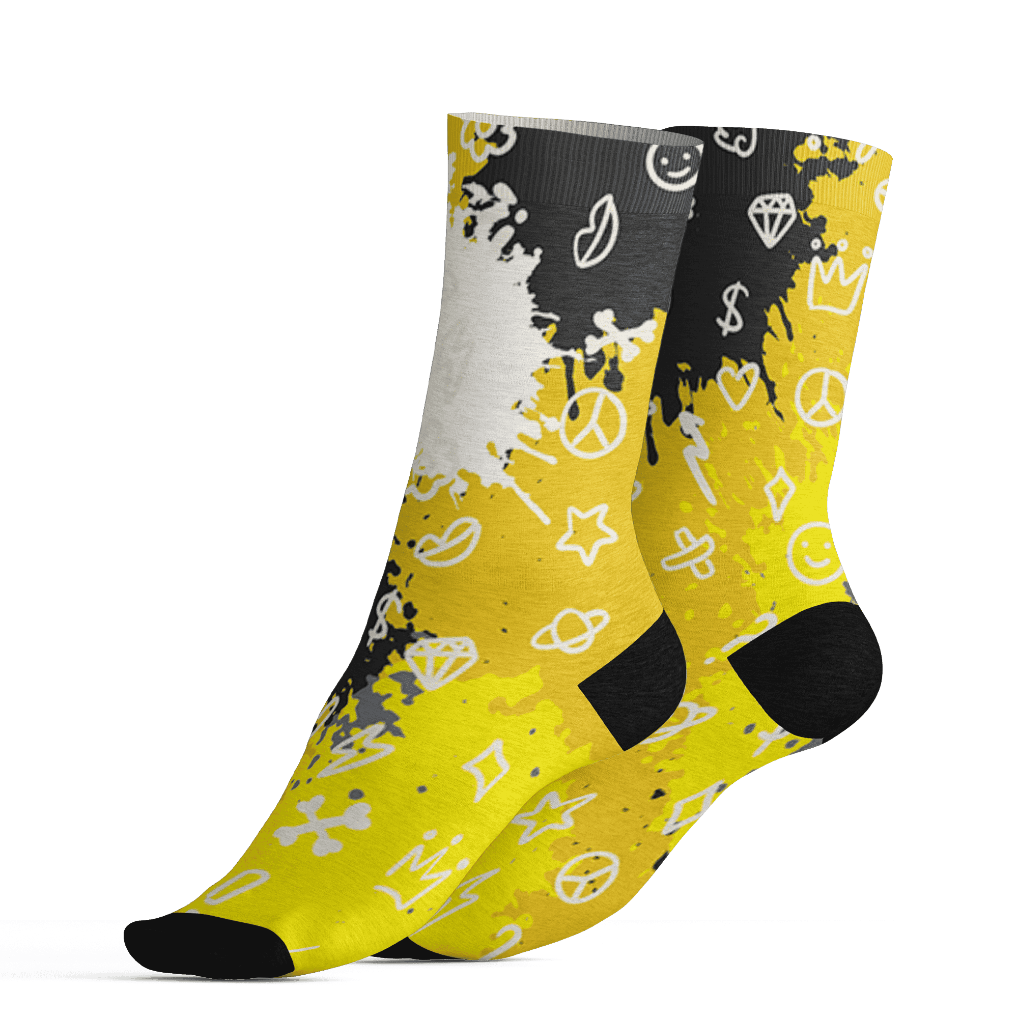 Vivid Sulfur 4s Socks Match Hustle Grind Pray 3D All-Over Print - NastyJamz