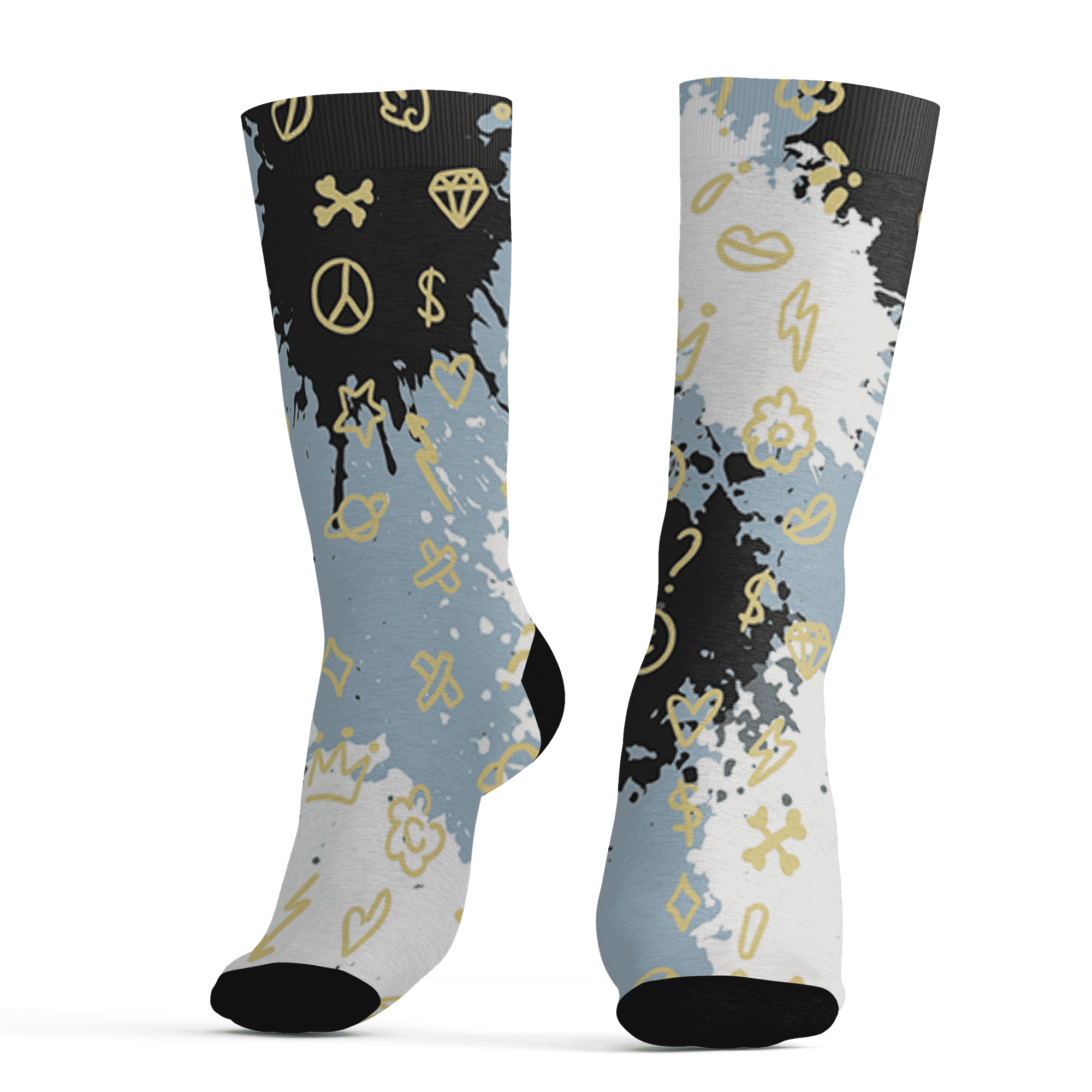 Blue Grey 13s Socks Match Hustle Grind Pray 3D All-Over Print - NastyJamz