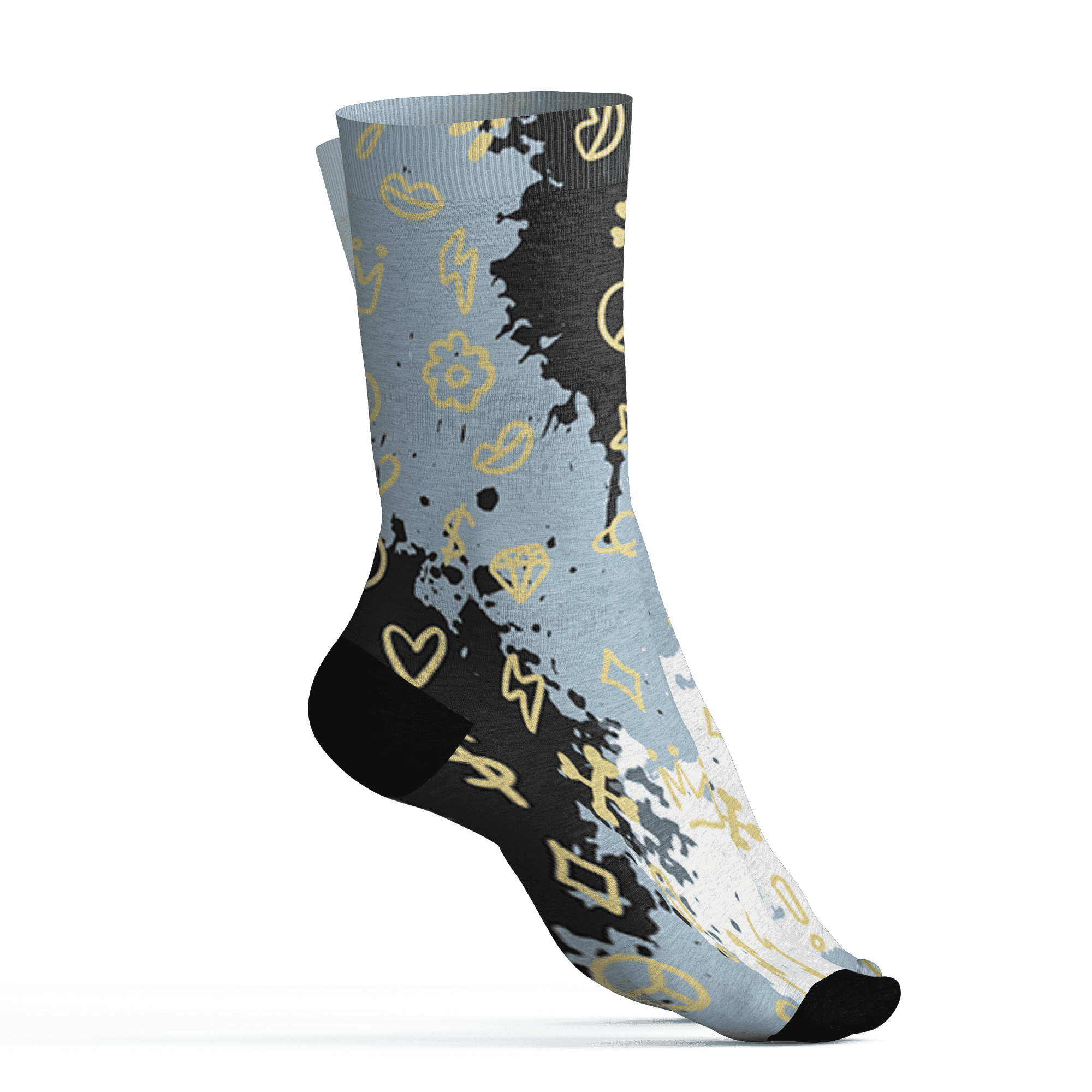 Blue Grey 13s Socks Match Hustle Grind Pray 3D All-Over Print - NastyJamz