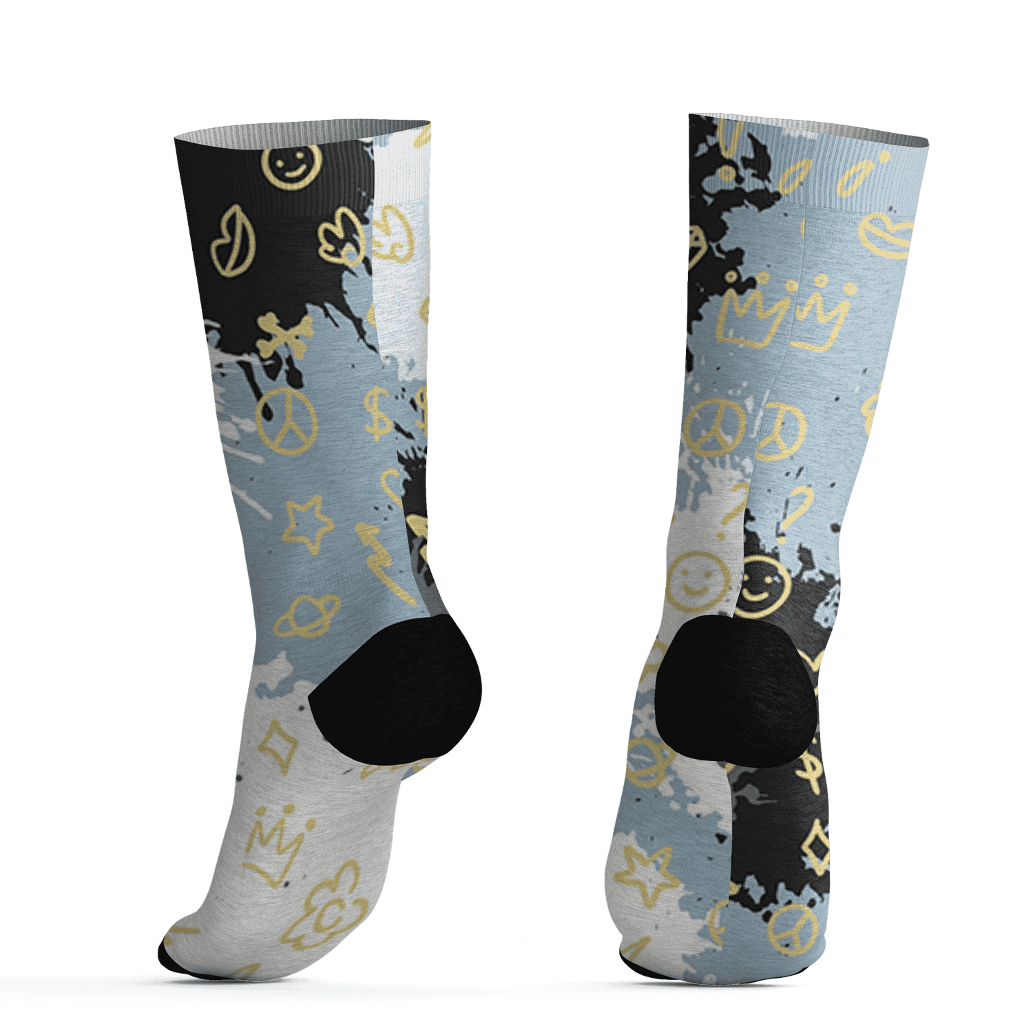 Blue Grey 13s Socks Match Hustle Grind Pray 3D All-Over Print - NastyJamz