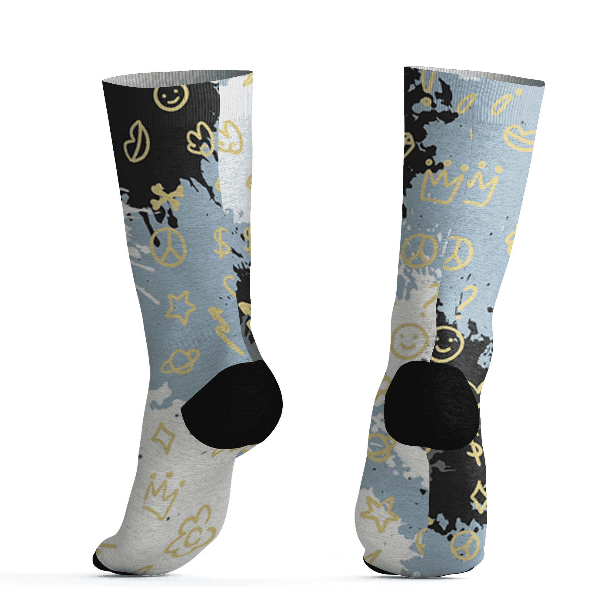 Blue Grey 13s Socks Match Hustle Grind Pray 3D All-Over Print - NastyJamz
