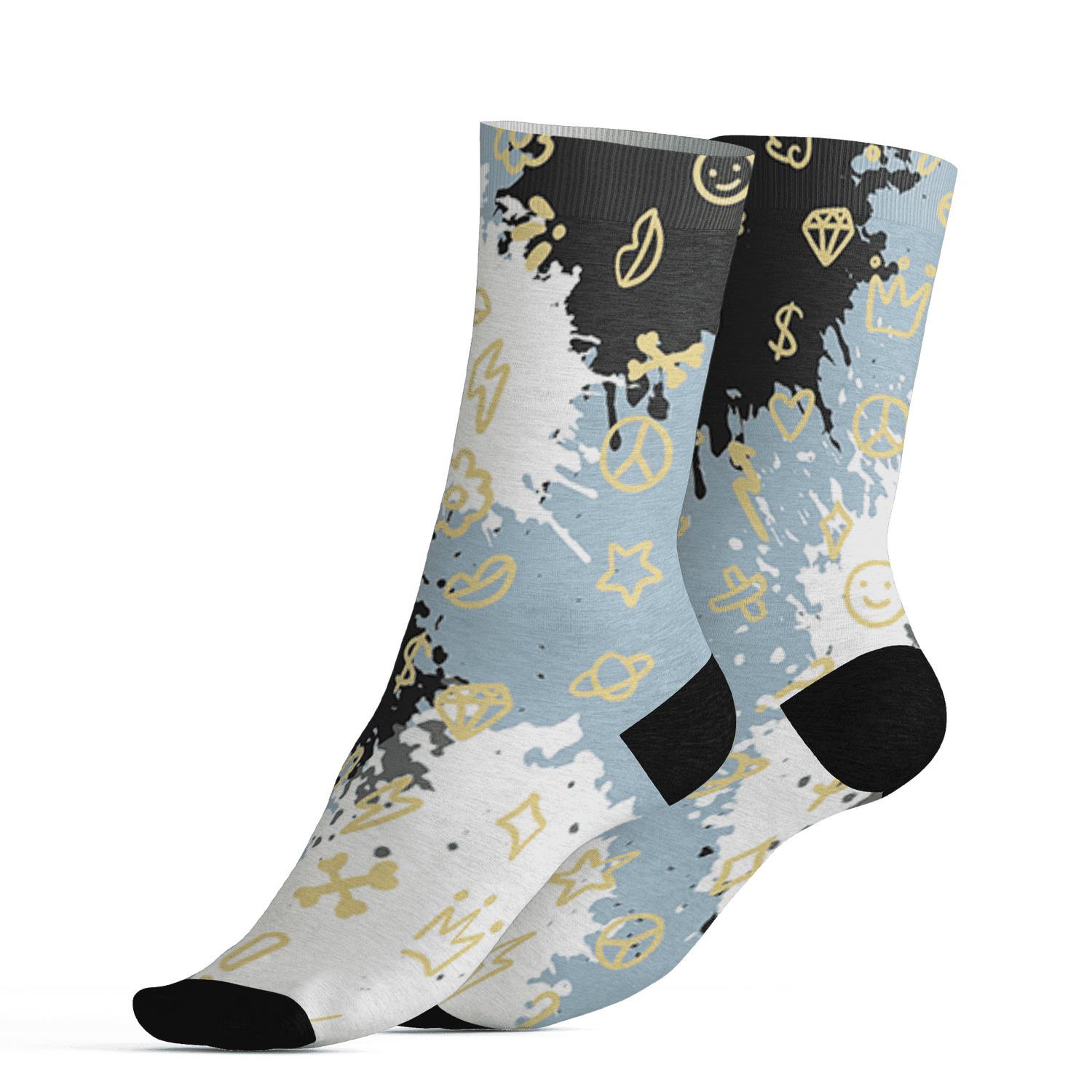 Blue Grey 13s Socks Match Hustle Grind Pray 3D All-Over Print - NastyJamz