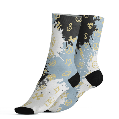 Blue Grey 13s Socks Match Hustle Grind Pray 3D All-Over Print - NastyJamz