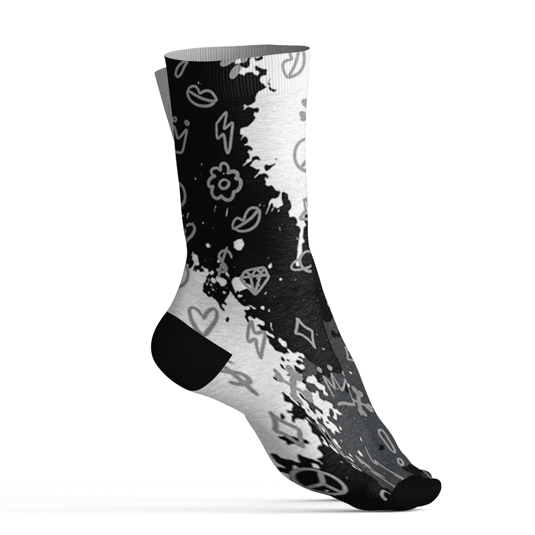 Retro High OG Black White 1s Socks Match Hustle Grind Pray 3D All-Over Print - NastyJamz