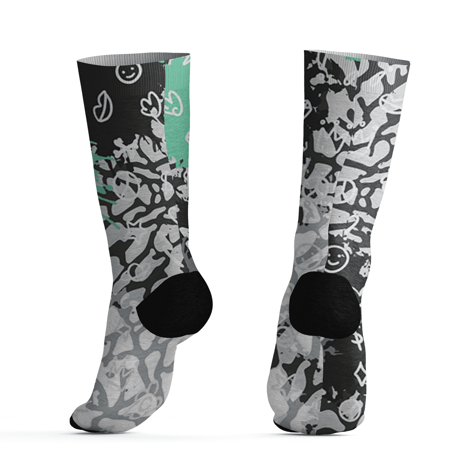 Green Glow 3s Socks Match Hustle Grind Pray 3D All-Over Print - NastyJamz