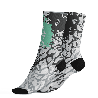 Green Glow 3s Socks Match Hustle Grind Pray 3D All-Over Print - NastyJamz