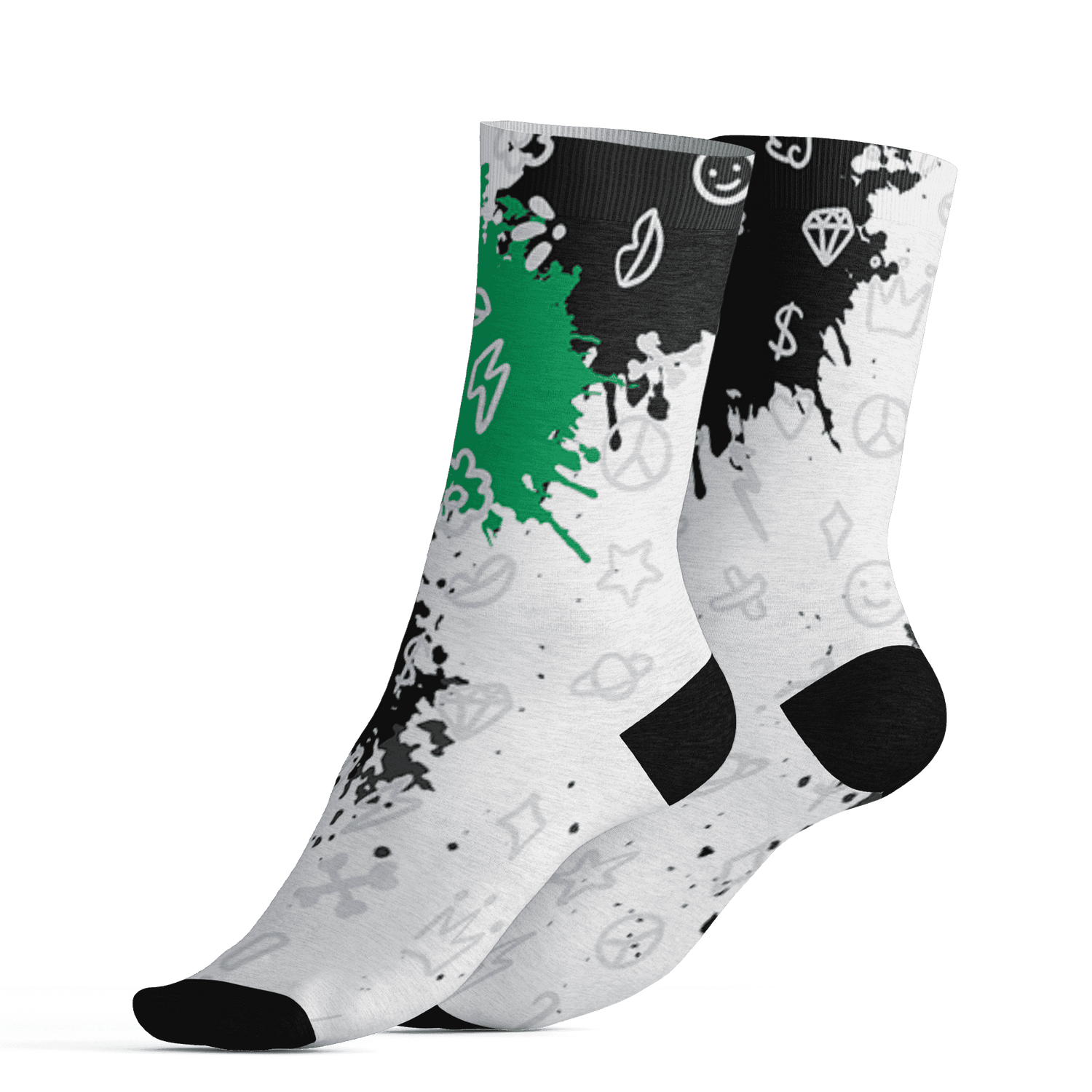 Lucky Green 5s Socks Match Hustle Grind Pray 3D All-Over Print - NastyJamz