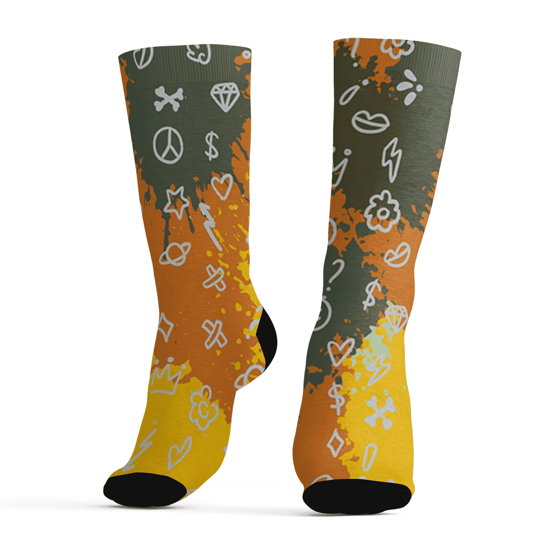 Olive 5s Socks Match Hustle Grind Pray 3D All-Over Print - NastyJamz