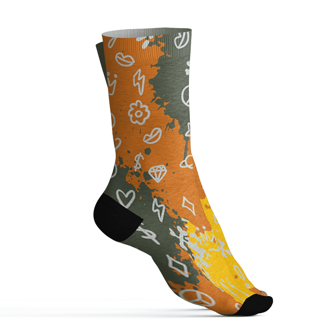 Olive 5s Socks Match Hustle Grind Pray 3D All-Over Print - NastyJamz