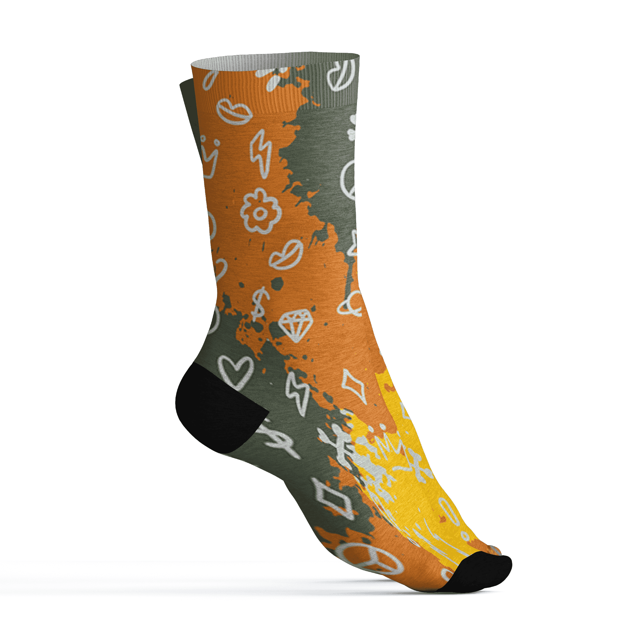 Olive 5s Socks Match Hustle Grind Pray 3D All-Over Print - NastyJamz